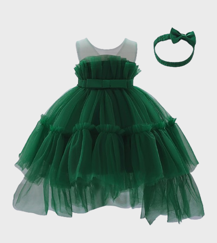 Antonia High-Low Tulle Dress with Headband