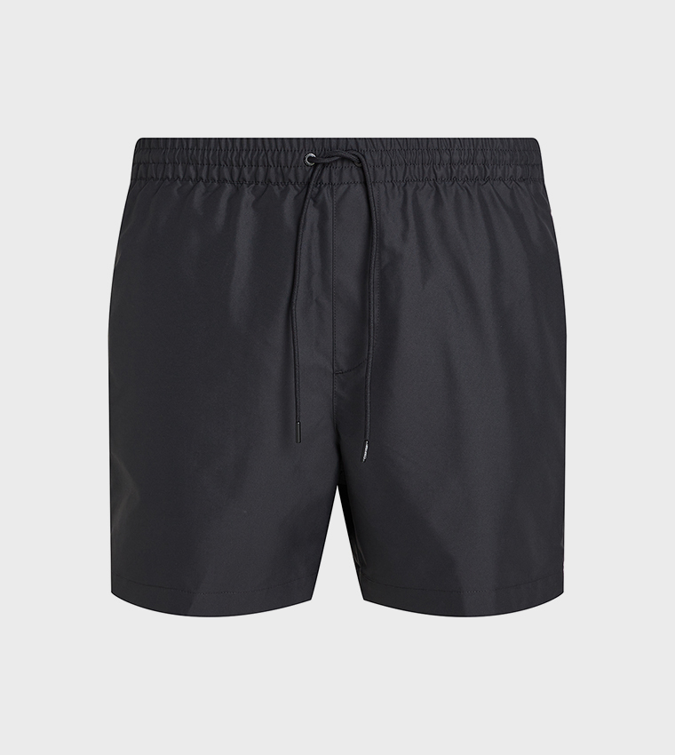 Solid Drawstring Waist Swim Shorts