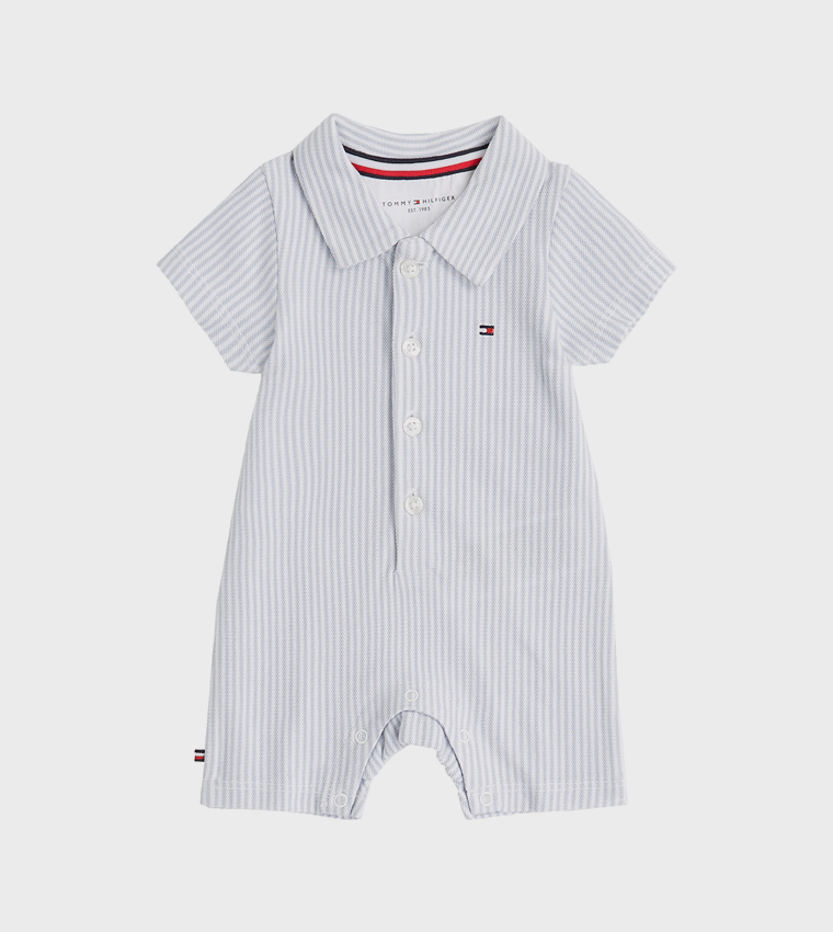 ITHICA Striped Collared Romper