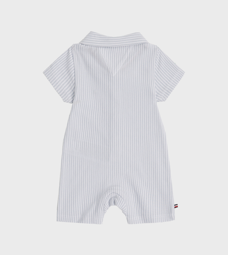 ITHICA Striped Collared Romper