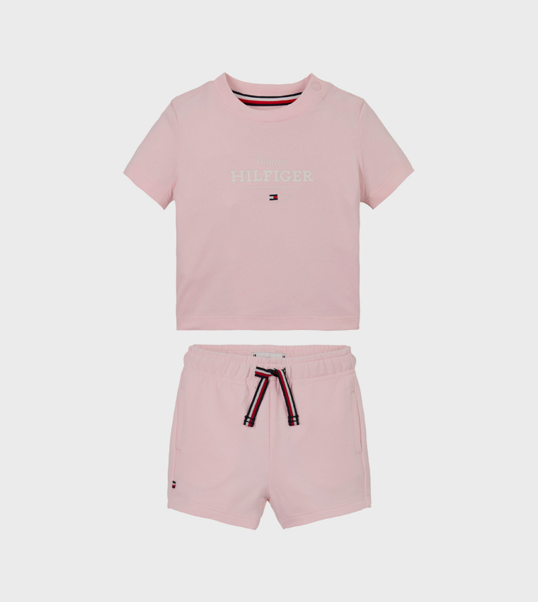 Monotype Printed T-Shirt and Shorts Set