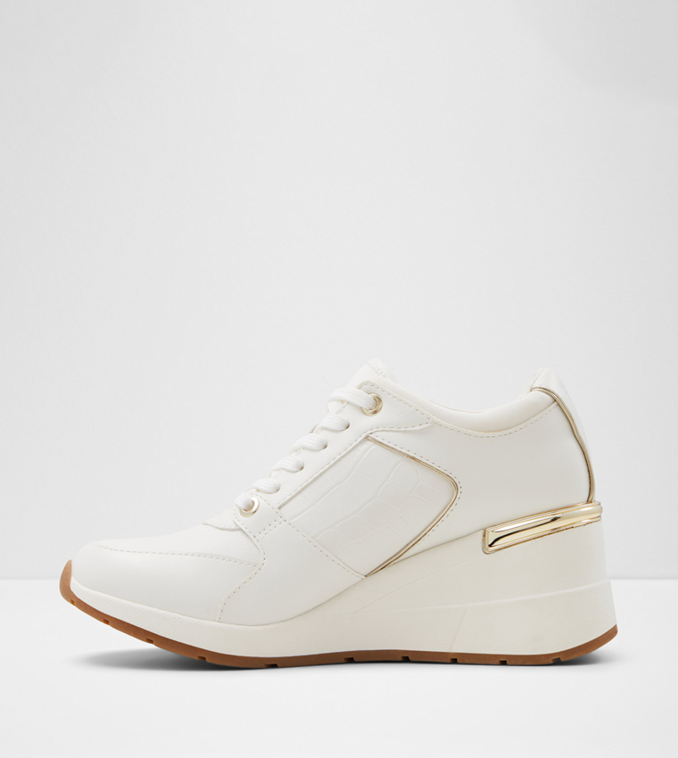Aldo white wedge sneakers cheap