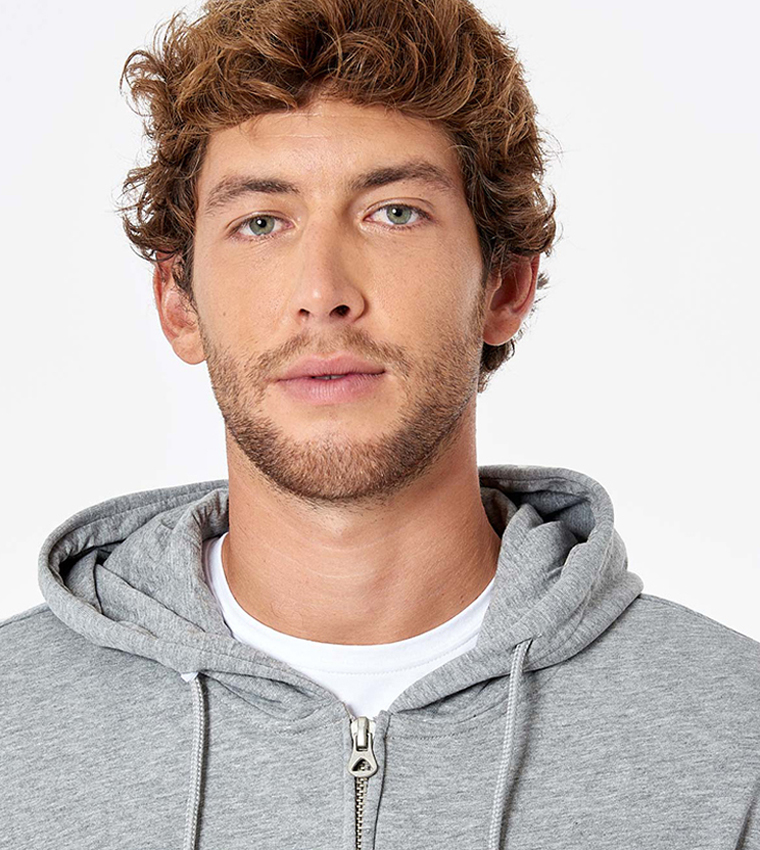 Logo Printed Zip-Through Hooded Sweatshirt