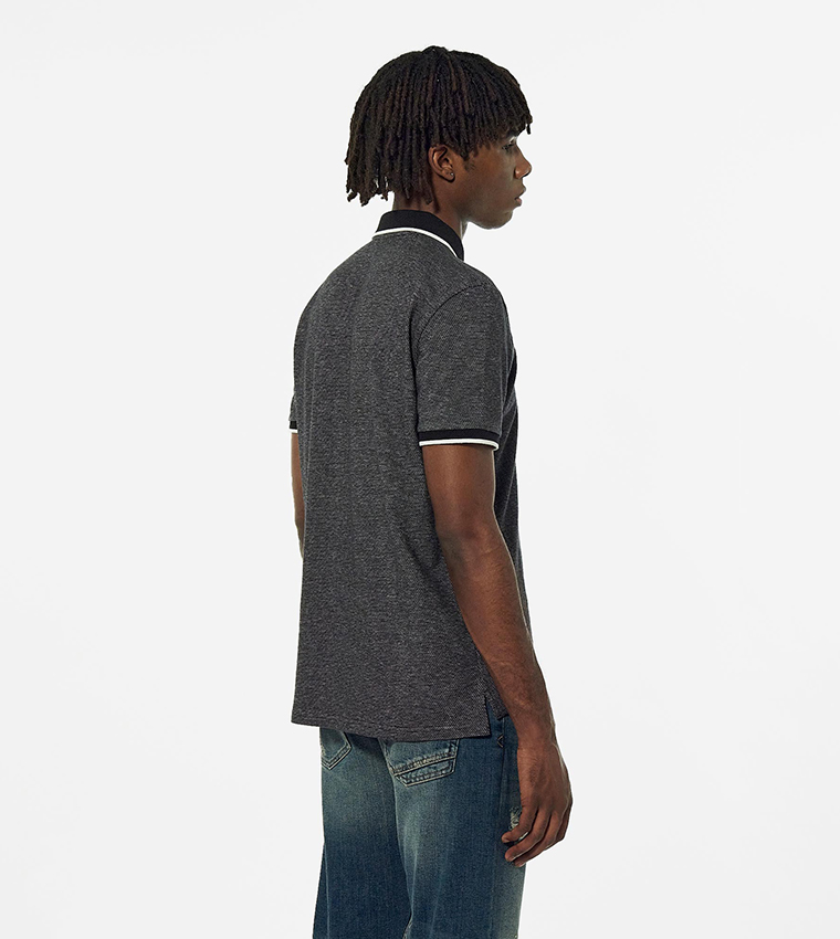 Patterned Short Sleeves Cotton Polo T-Shirt