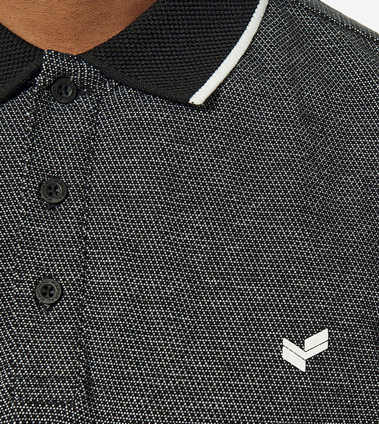 Patterned Short Sleeves Cotton Polo T-Shirt