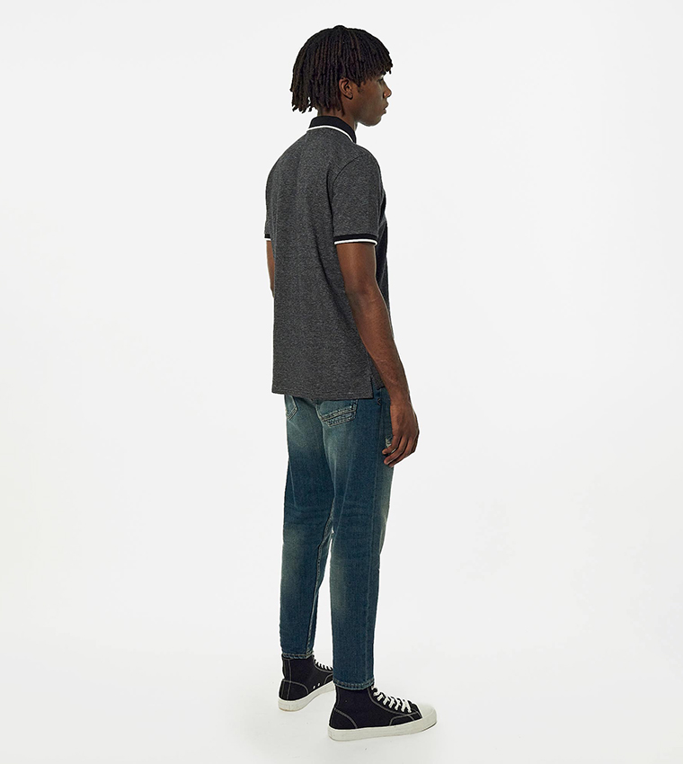 Patterned Short Sleeves Cotton Polo T-Shirt