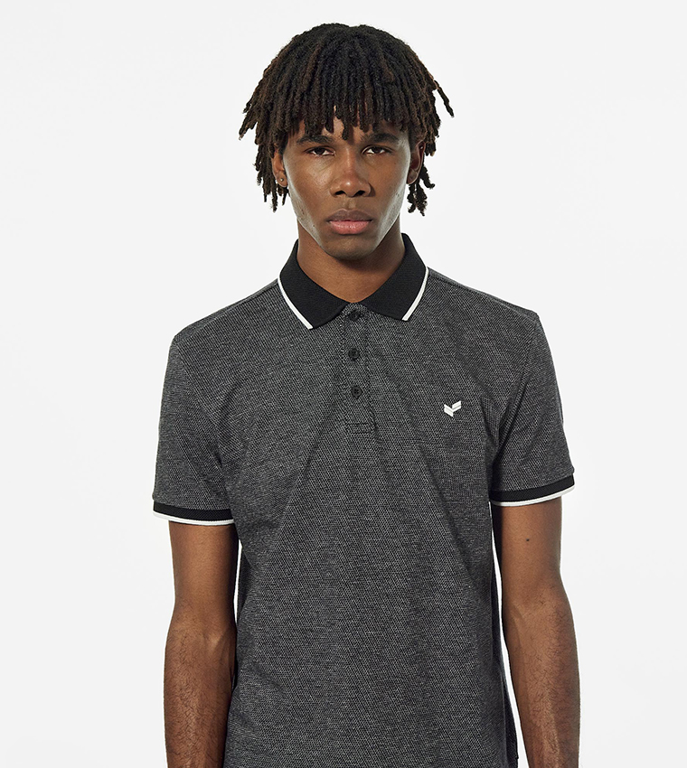 Patterned Short Sleeves Cotton Polo T-Shirt