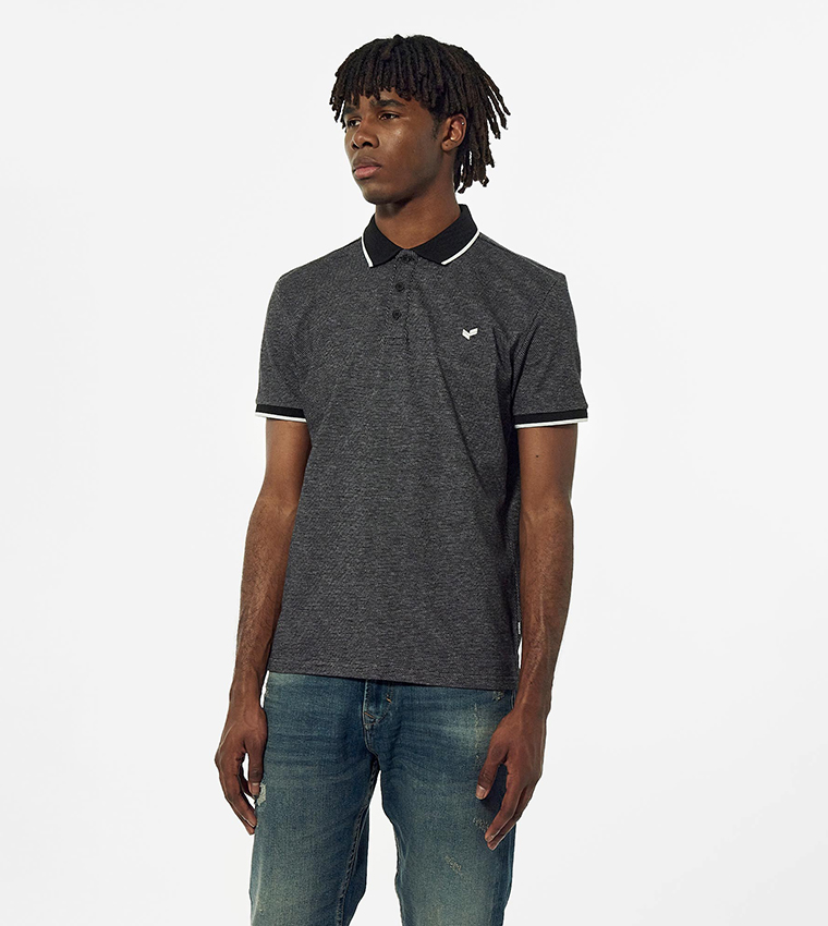 Patterned Short Sleeves Cotton Polo T-Shirt