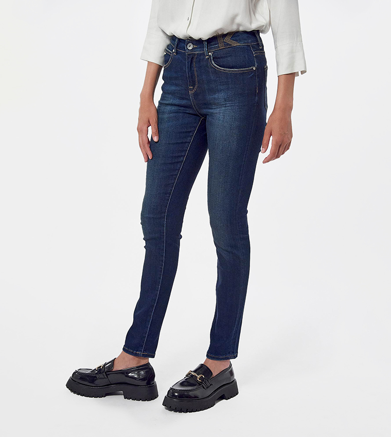 Faded High Waist Skinny Fit Jeans