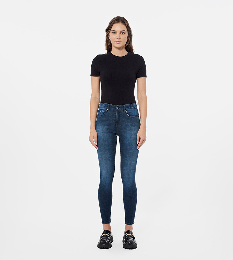 Faded High Waist Skinny Fit Jeans