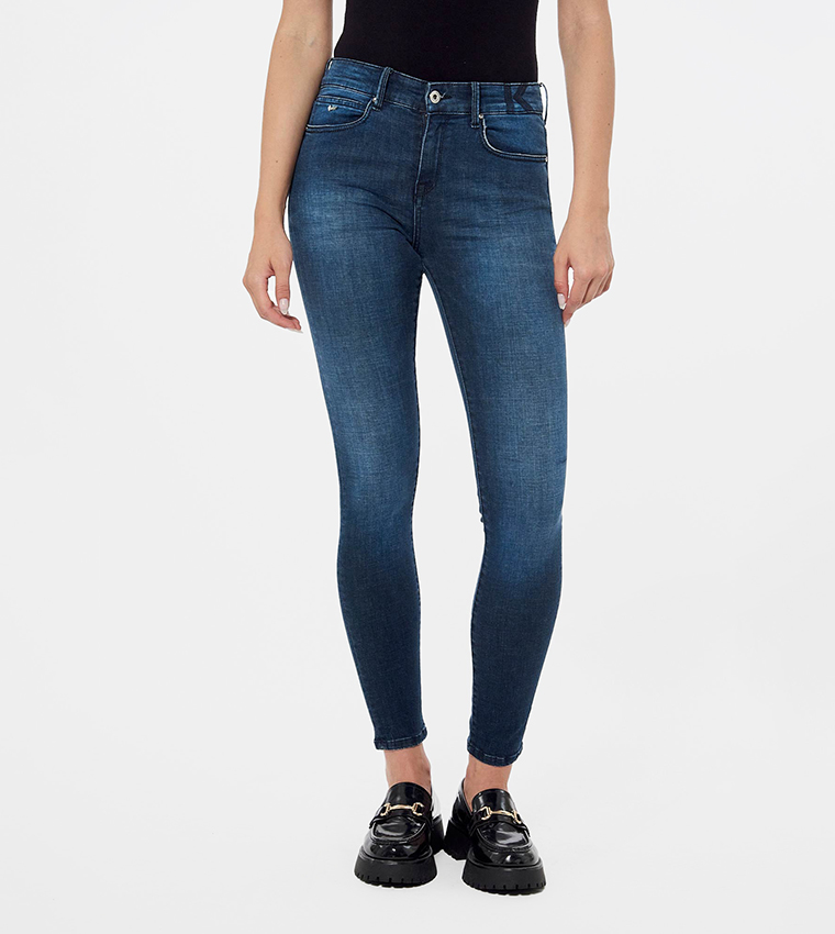Faded High Waist Skinny Fit Jeans