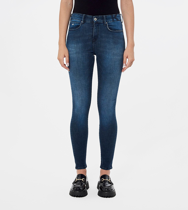 Faded High Waist Skinny Fit Jeans