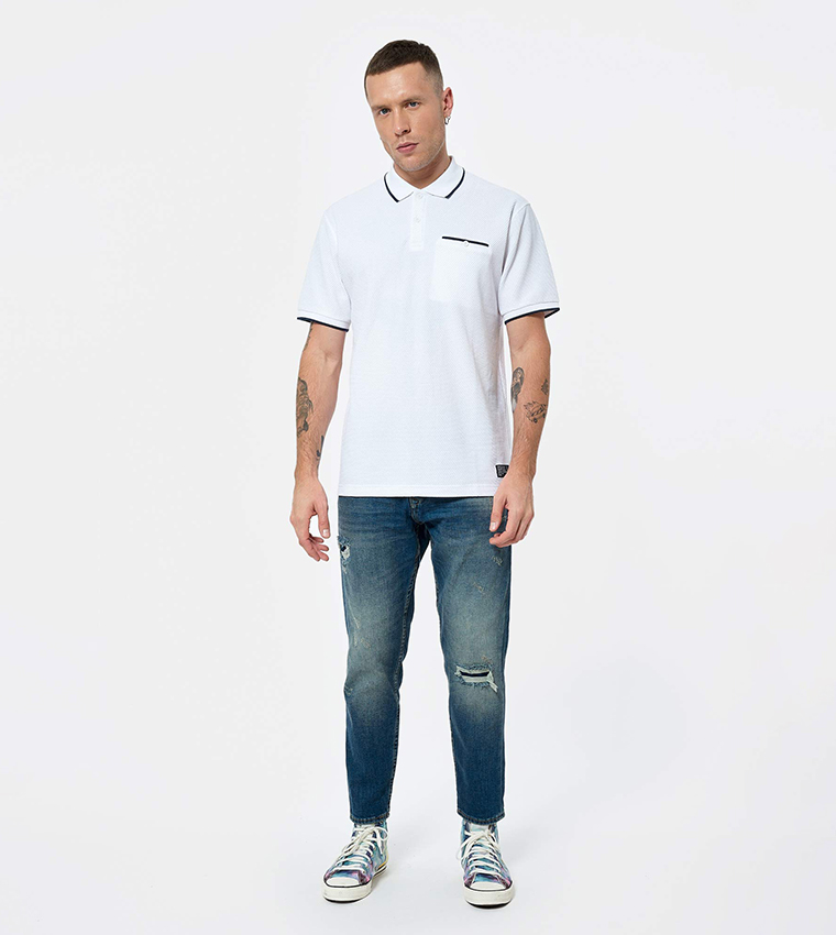 Back-Logo Embroidered Short Sleeves Polo T-Shirt