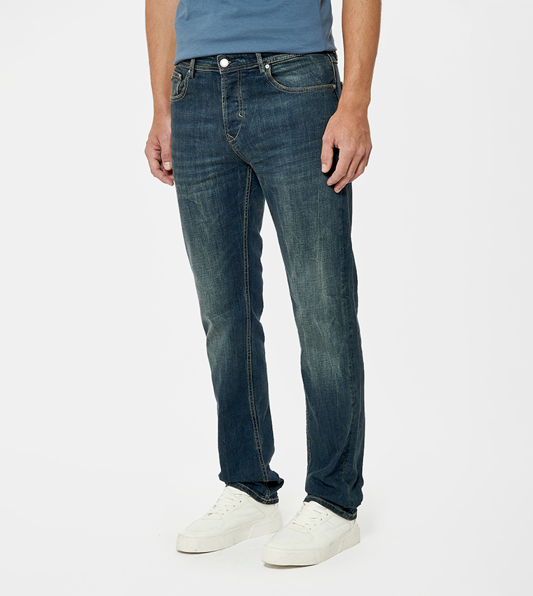 Mid Rise Straight Fit Jeans