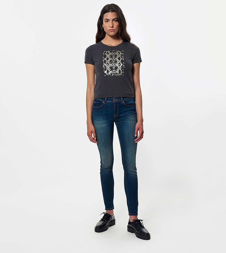 Faded High Waist Skinny Fit Jeans