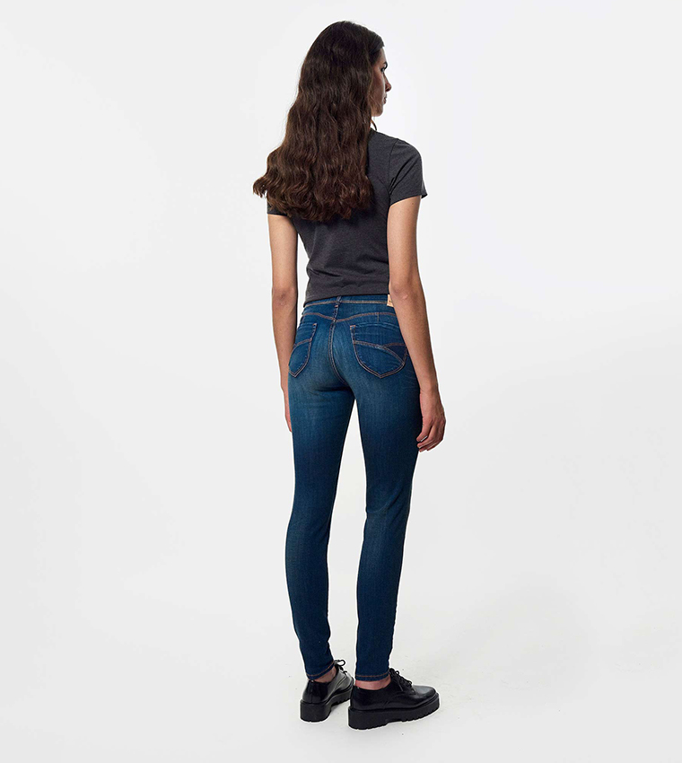 Faded High Waist Skinny Fit Jeans