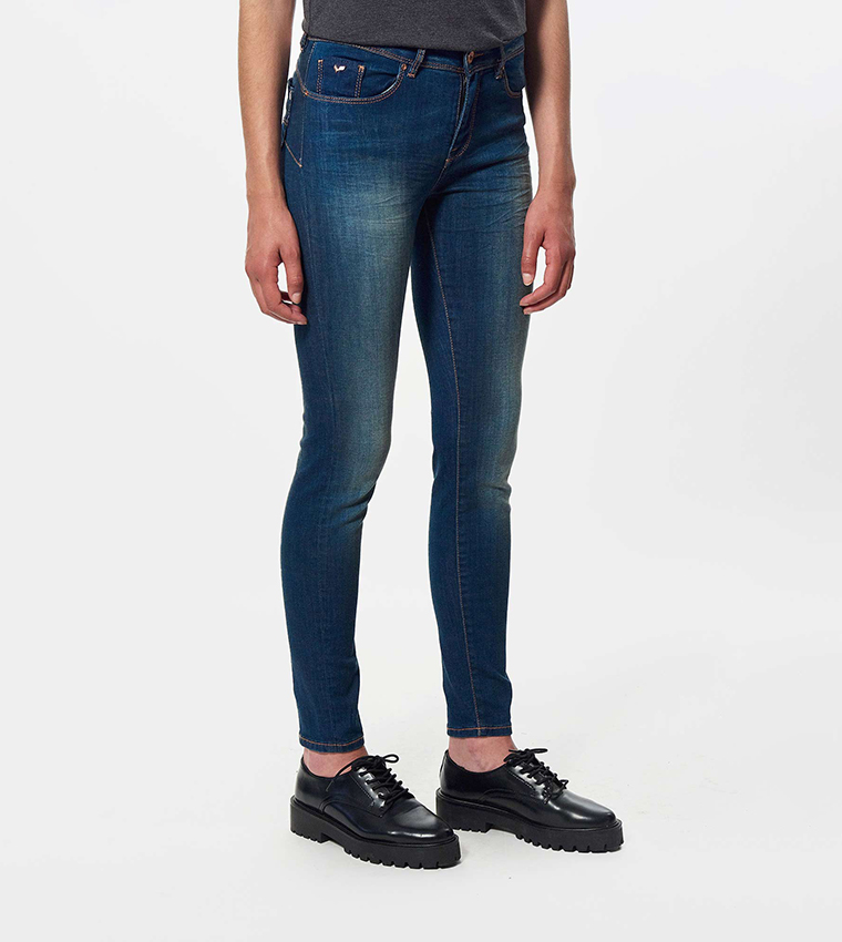 Faded High Waist Skinny Fit Jeans