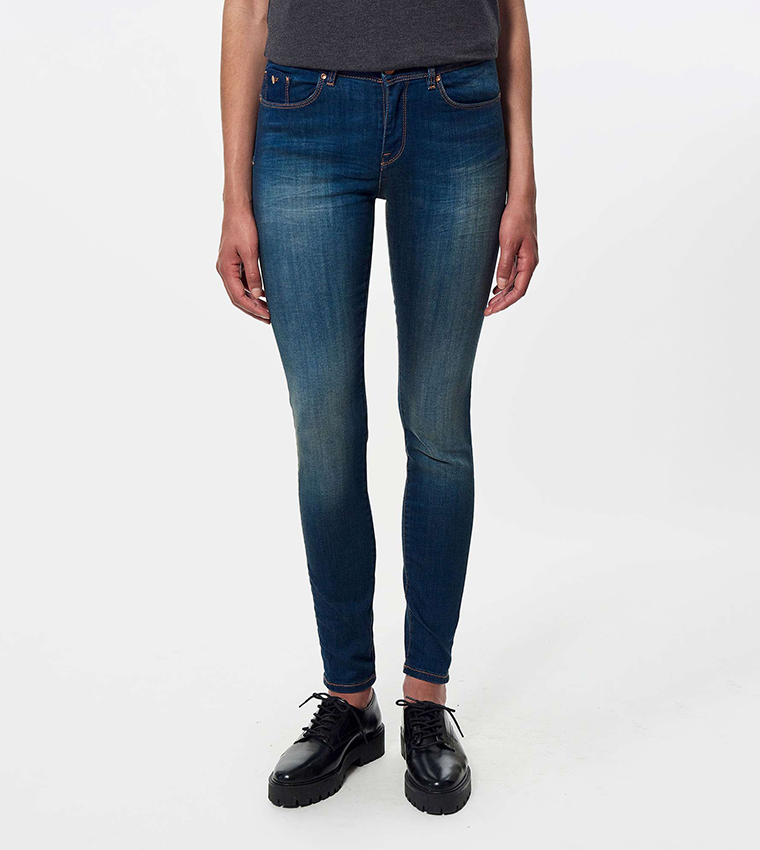 Faded High Waist Skinny Fit Jeans