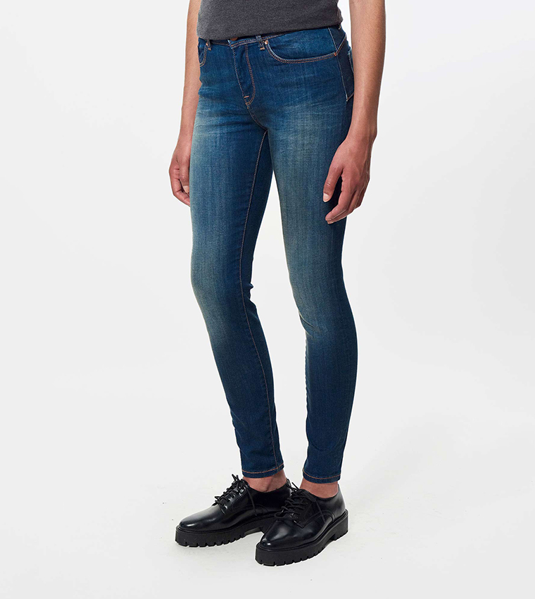 Faded High Waist Skinny Fit Jeans