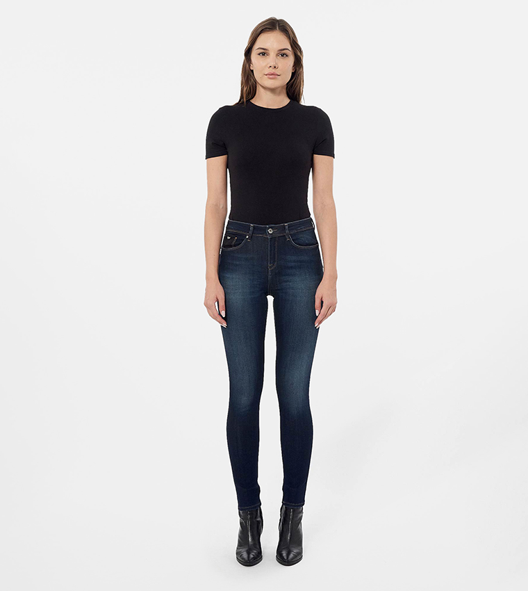Faded High Waist Skinny Fit Jeans