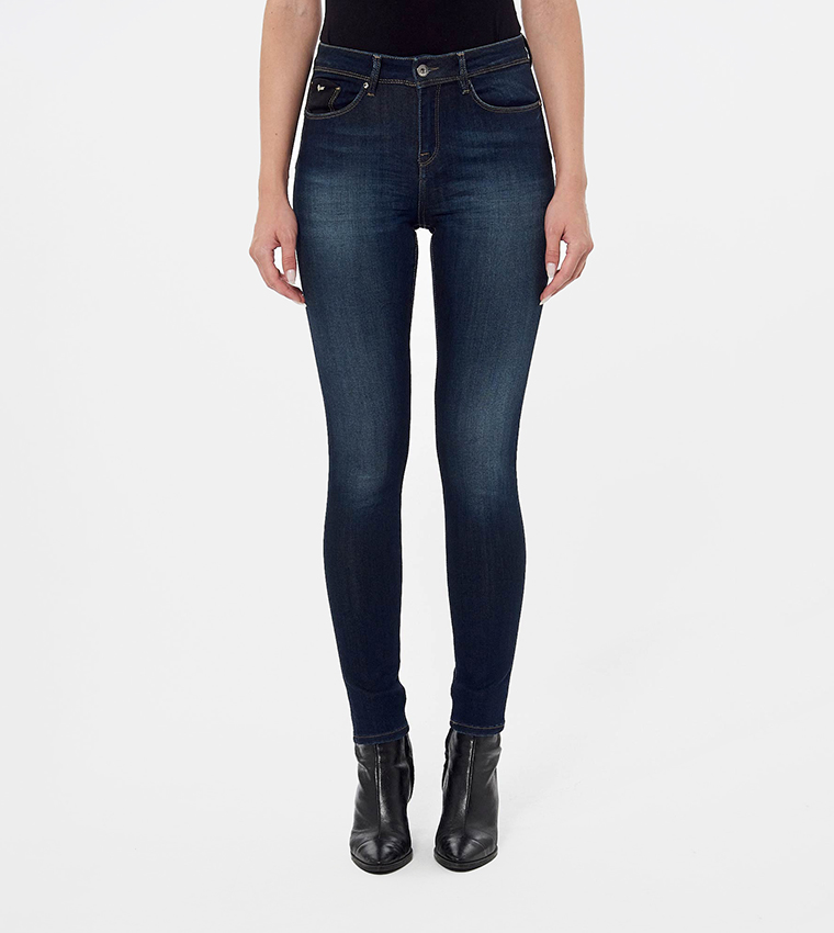 Faded High Waist Skinny Fit Jeans