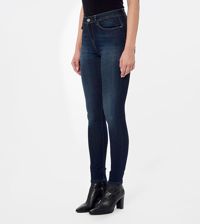 Faded High Waist Skinny Fit Jeans