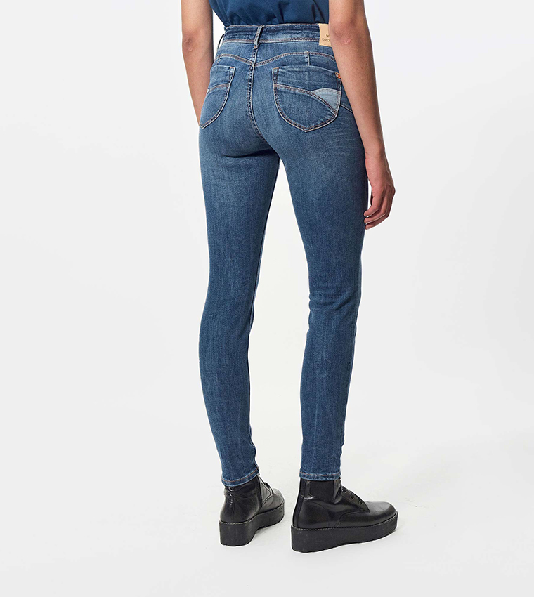 Faded High Waist Skinny Fit Jeans