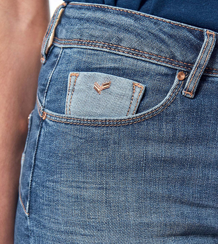 Faded High Waist Skinny Fit Jeans