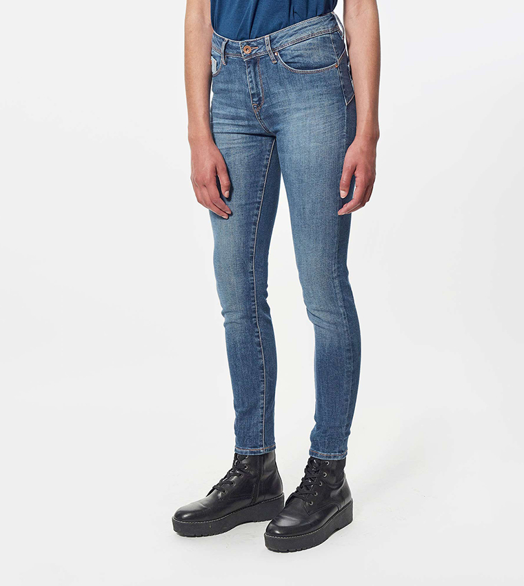 Faded High Waist Skinny Fit Jeans