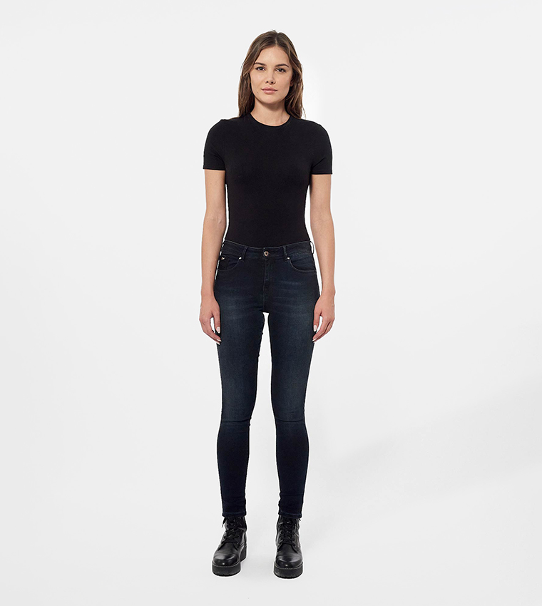 Faded High Waist Skinny Fit Jeans