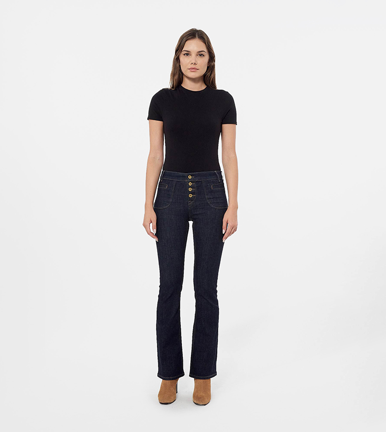 Washed High Waist Bootcut Jeans