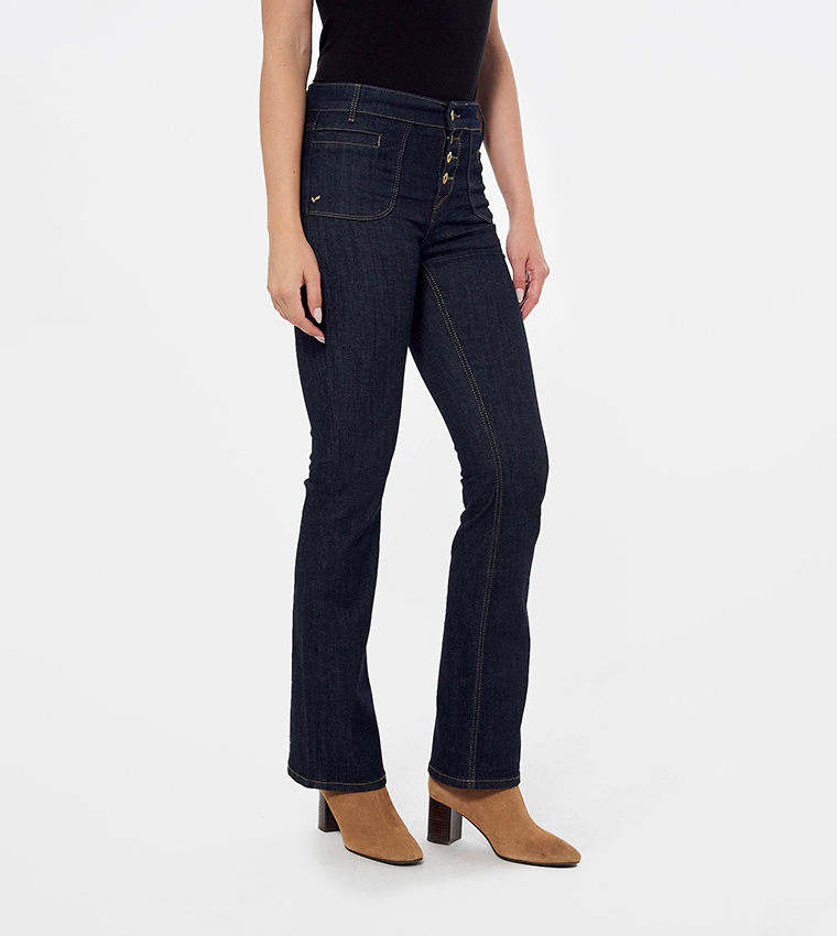 Washed High Waist Bootcut Jeans