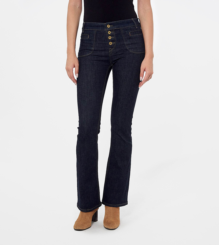 Washed High Waist Bootcut Jeans