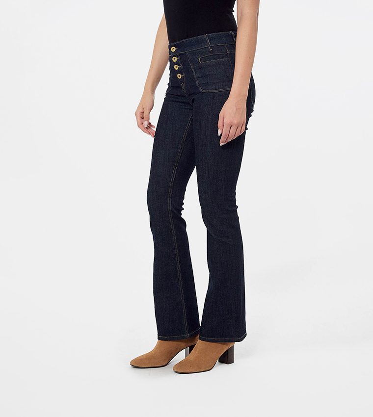 Washed High Waist Bootcut Jeans