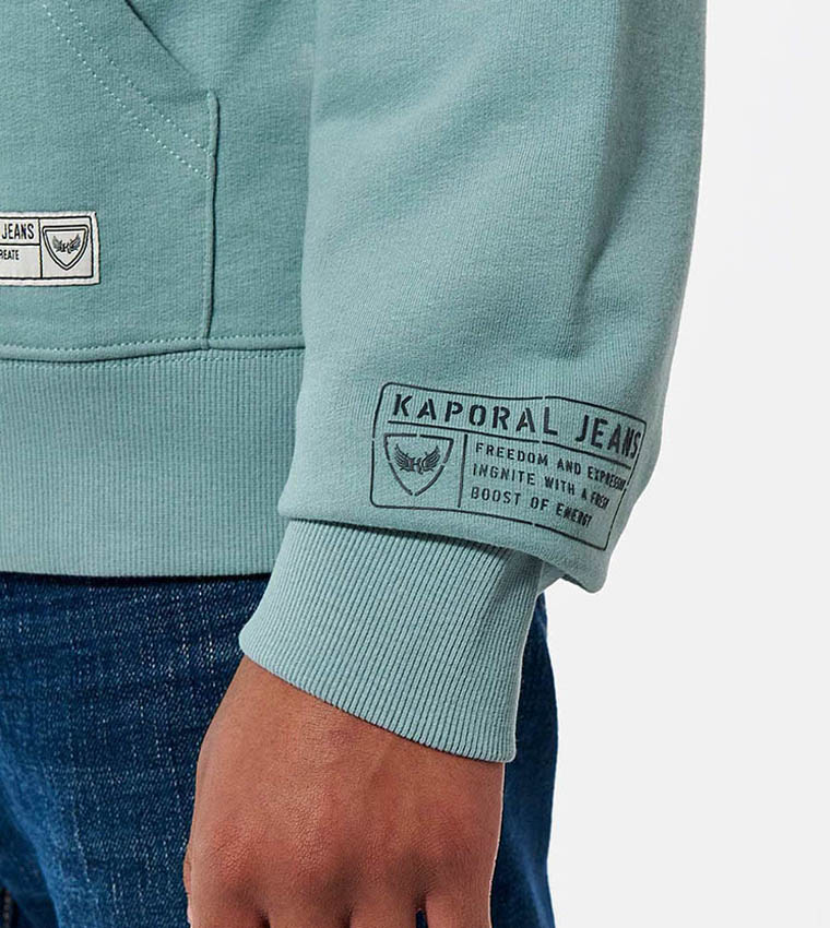 Logo Printed Zip-Through Hooded Sweatshirt