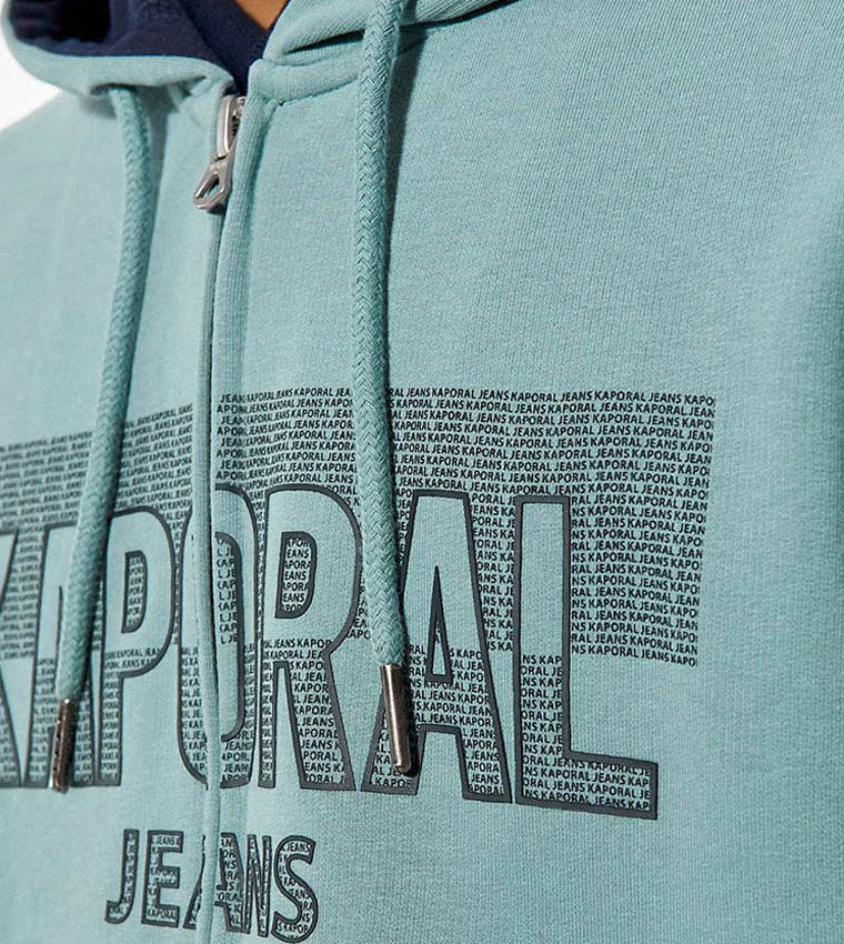 Logo Printed Zip-Through Hooded Sweatshirt