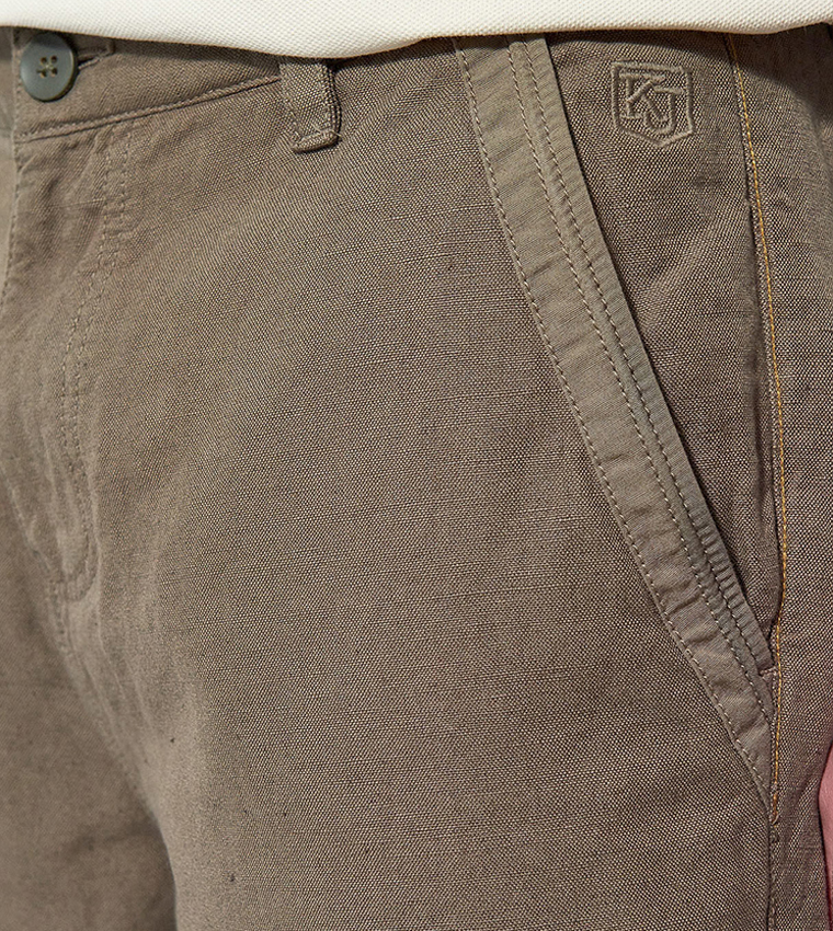 Mid-Rise Button-Closure Shorts