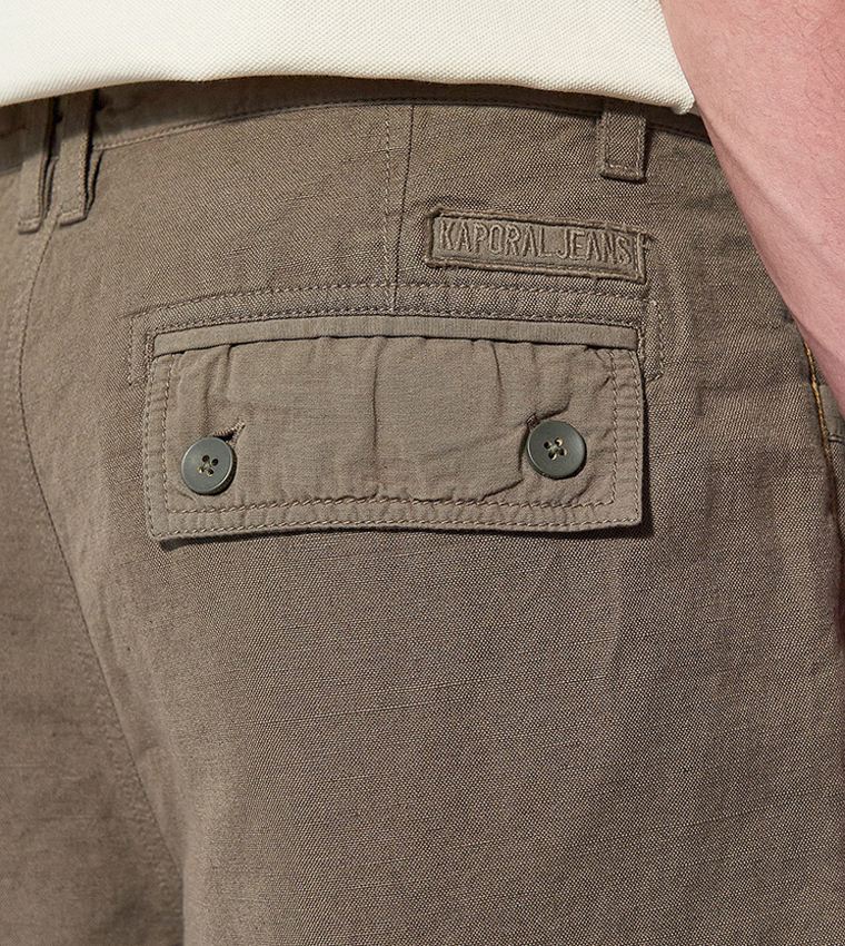 Mid-Rise Button-Closure Shorts