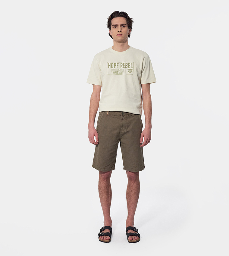 Mid-Rise Button-Closure Shorts