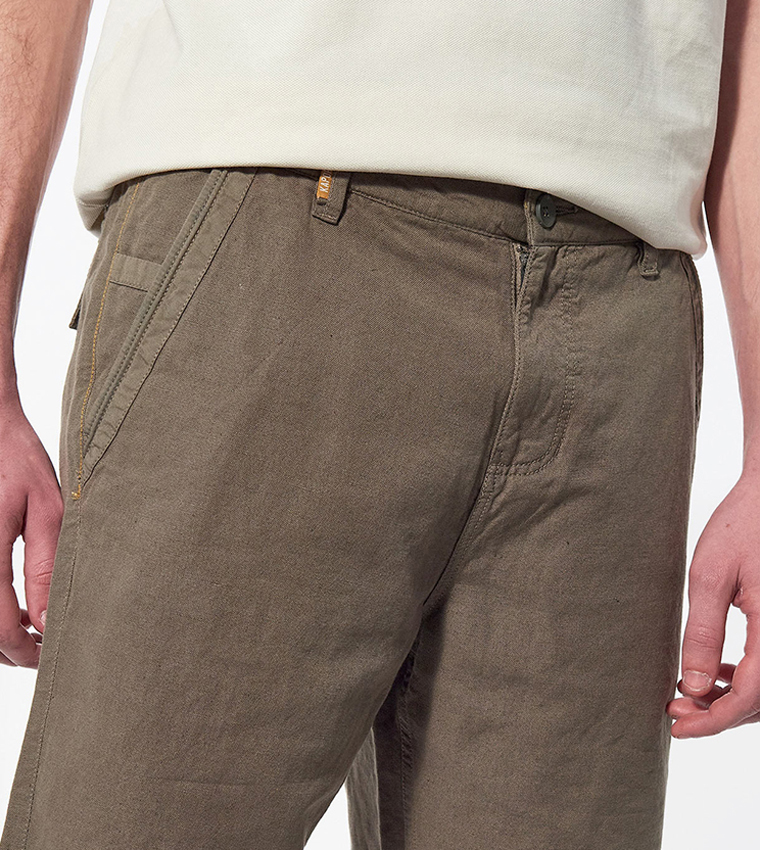 Mid-Rise Button-Closure Shorts