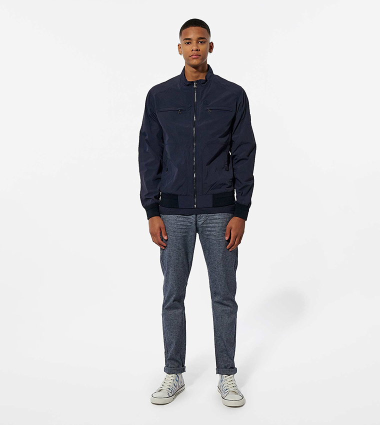 Mock-Neck Lightweight Windbreaker Jacket