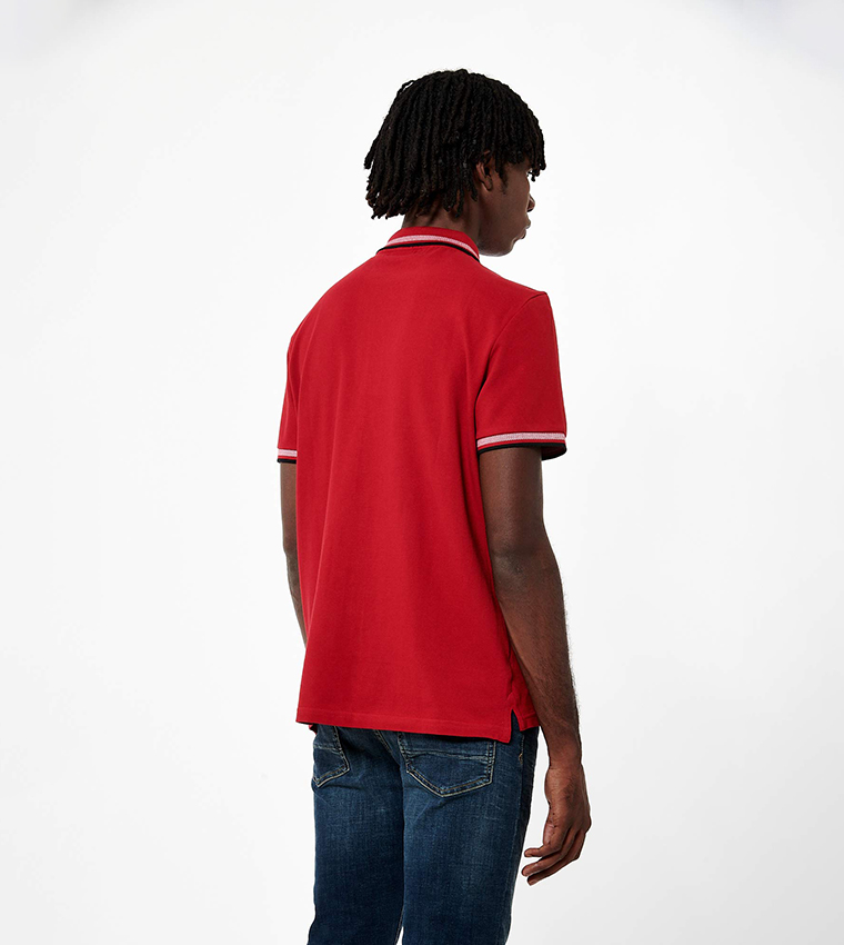 Contrast Tipping Short Sleeves Polo T-Shirt