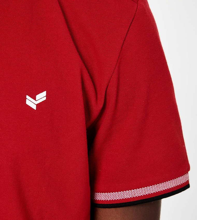 Contrast Tipping Short Sleeves Polo T-Shirt
