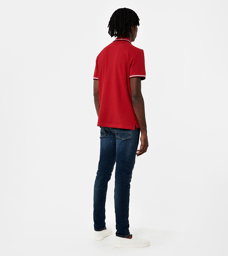 Contrast Tipping Short Sleeves Polo T-Shirt