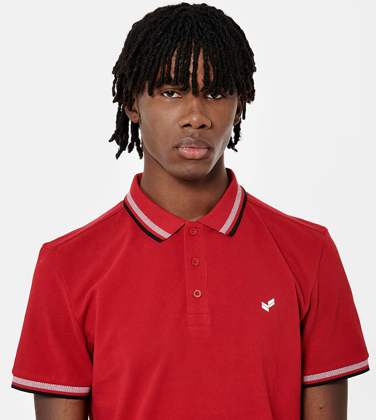 Contrast Tipping Short Sleeves Polo T-Shirt