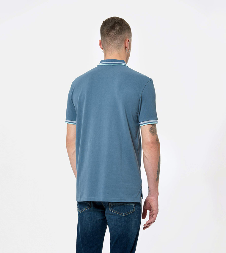 Contrast Tipping Short Sleeves Polo T-Shirt