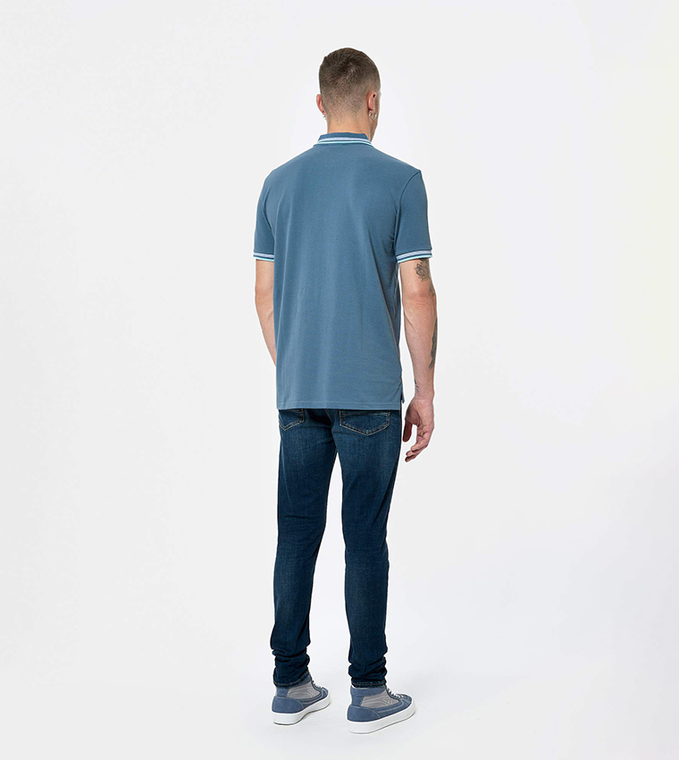 Contrast Tipping Short Sleeves Polo T-Shirt