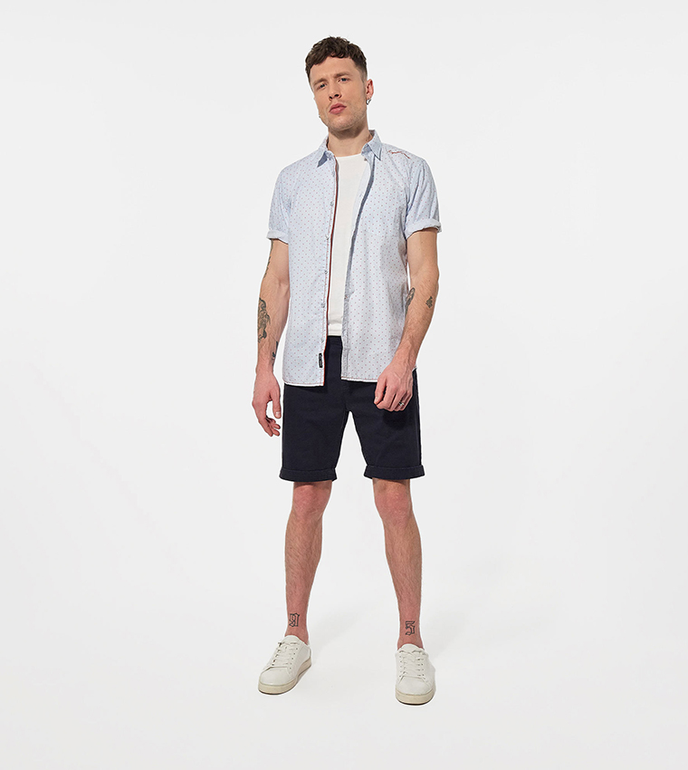 Regular Fit Button-Closure Shorts
