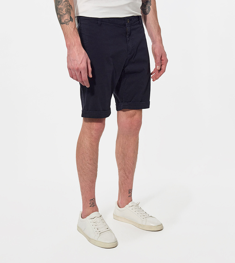 Regular Fit Button-Closure Shorts