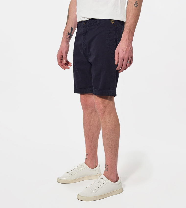 Regular Fit Button-Closure Shorts
